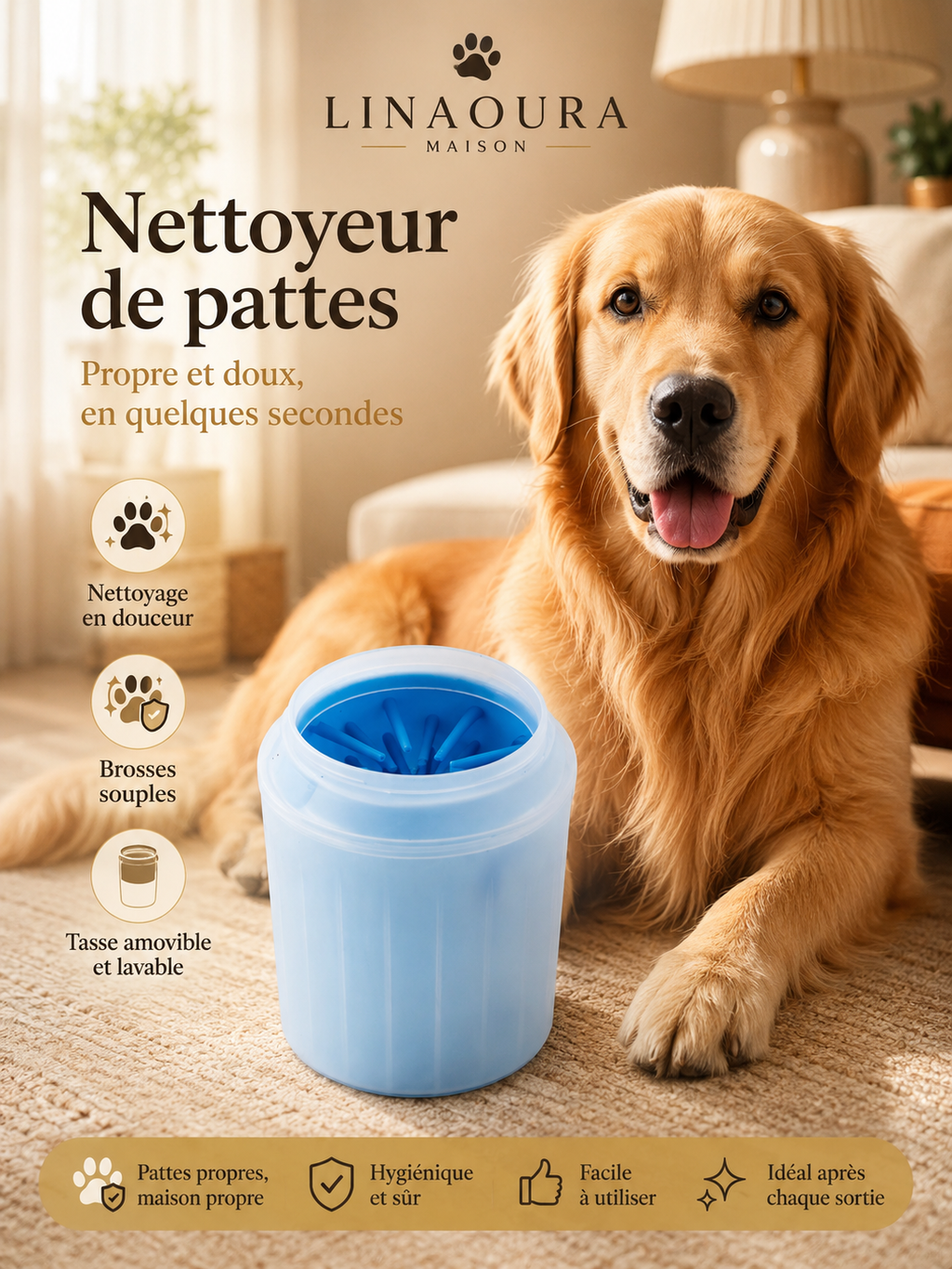 Gobelet Nettoyeur de Pattes en Silicone pour Chien et Chat