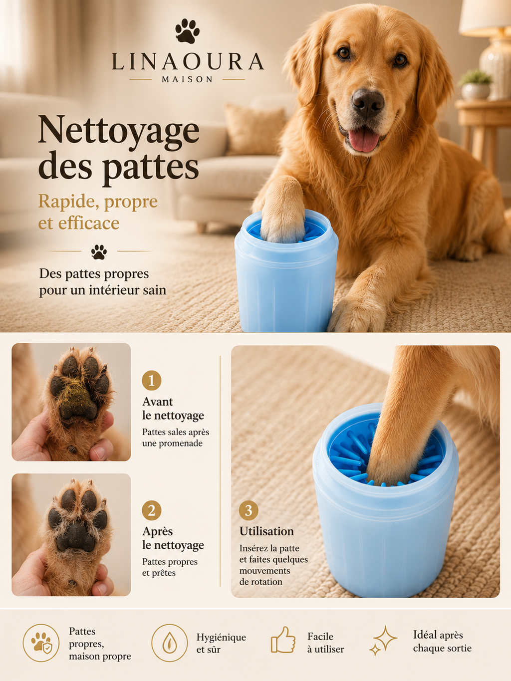 Gobelet Nettoyeur de Pattes en Silicone pour Chien et Chat