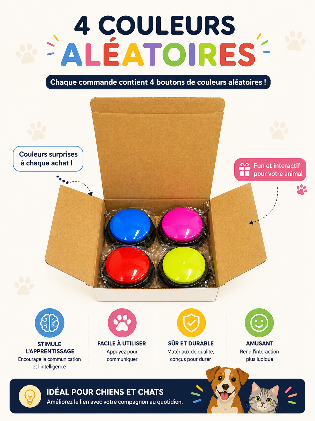 Boutons Sonores pour Chien - Jouet Enregistreur "Talking Buttons"