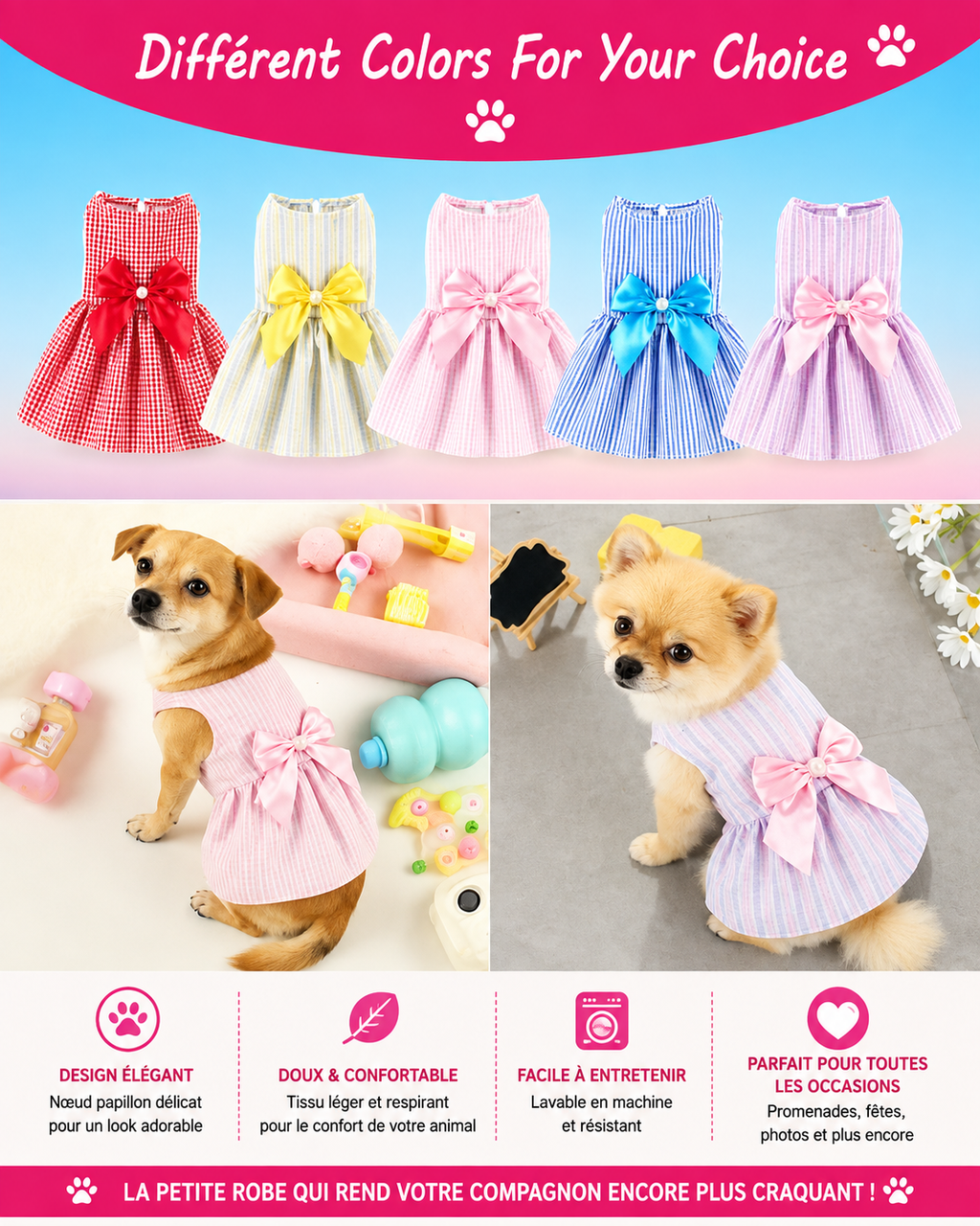 Jupe Fleurie Légère pour Chien et Chat - Style Princesse Été