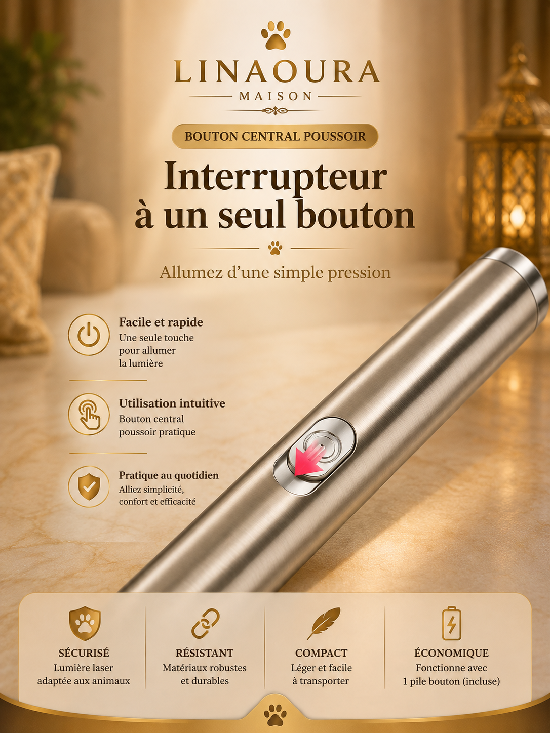 Stylo Laser Chat Multi-Motifs - Jouet Interactif Infrarouge