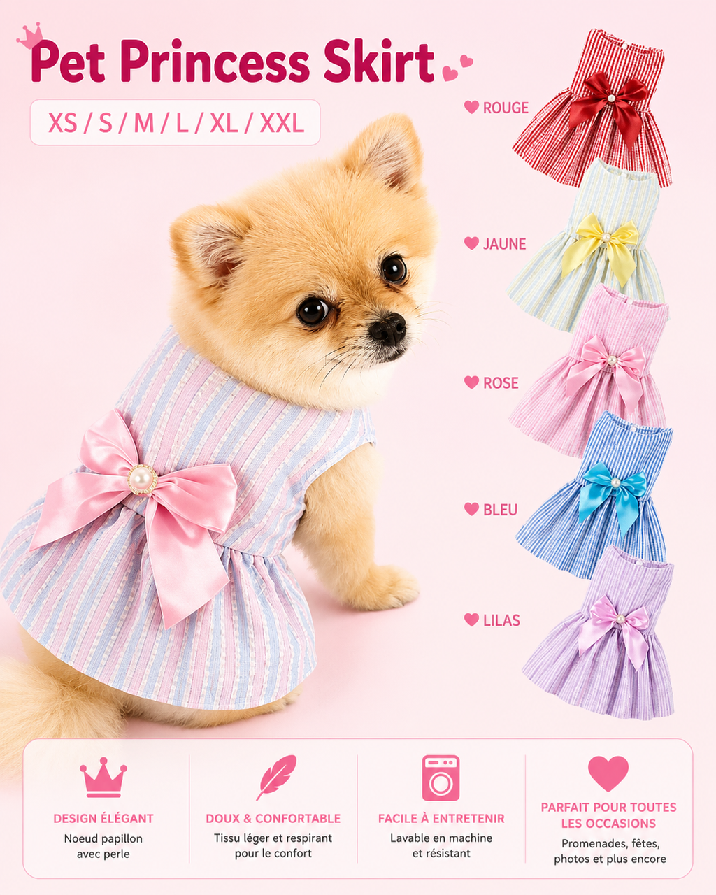 Jupe Fleurie Légère pour Chien et Chat - Style Princesse Été