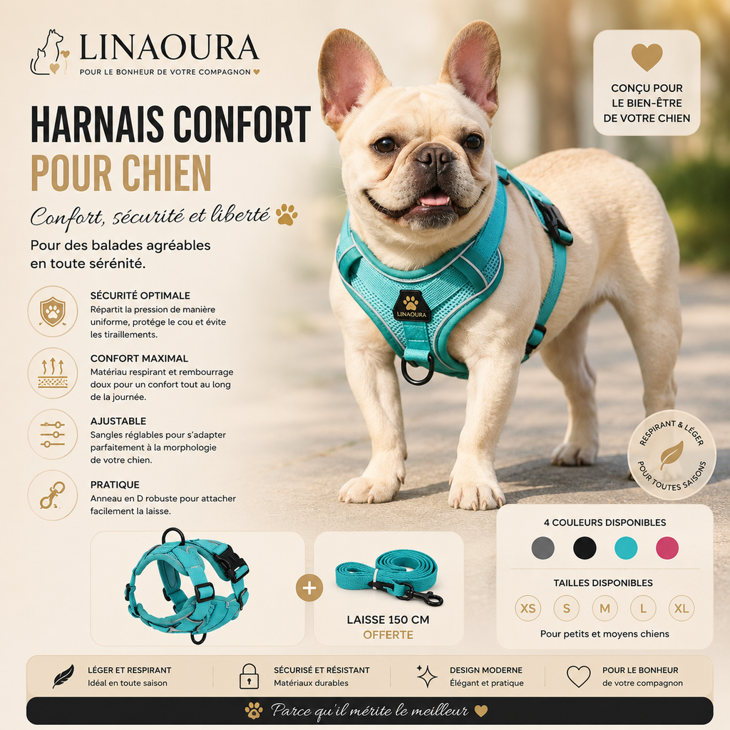 Small Dog Harness and Leash Set - Comfortable and Adjustable