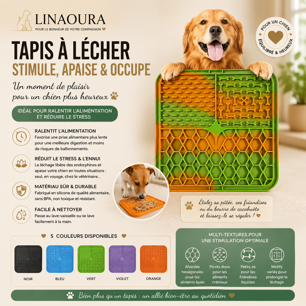 Tapis à Lécher pour Chien & Chat – Anti-Stress, Ludique et Facile à Nettoyer