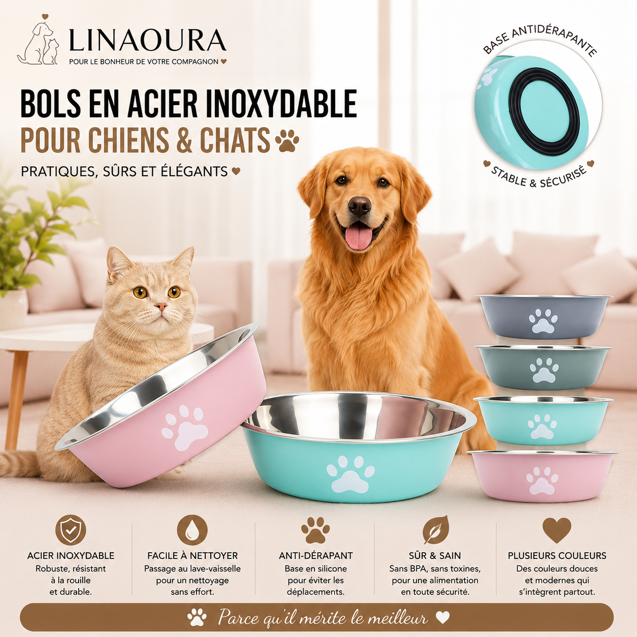 🥣 Bol Premium pour Croquettes & Eau pour Chien