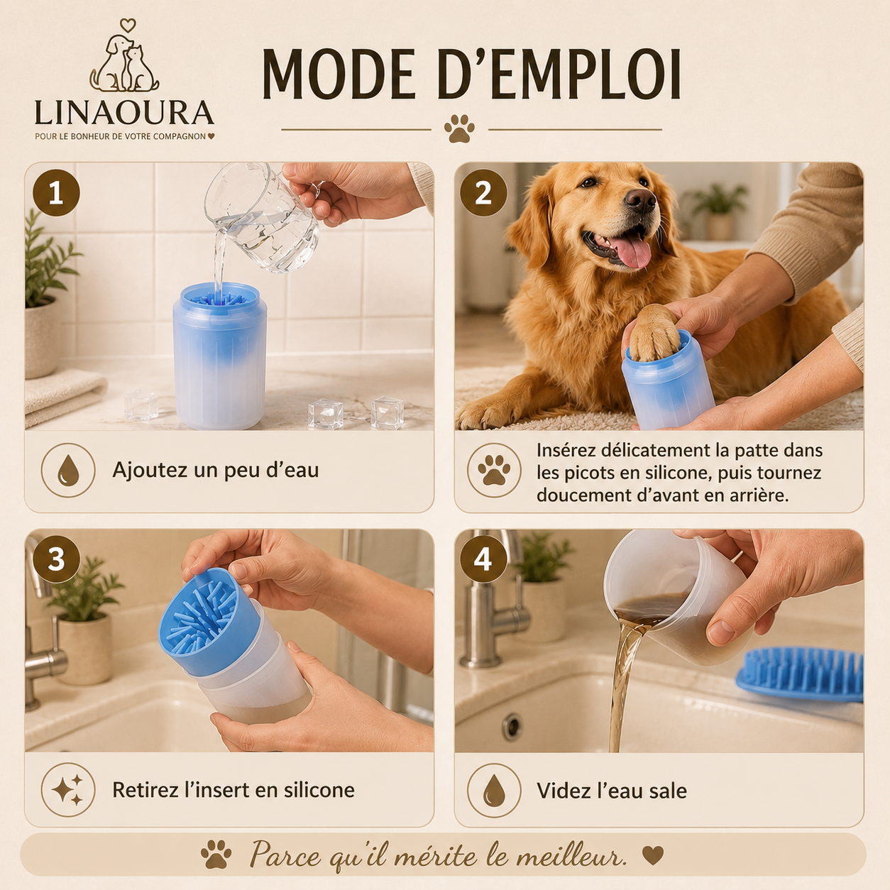 🐾 Gobelet Nettoyeur de Pattes en Silicone pour Chien & Chat