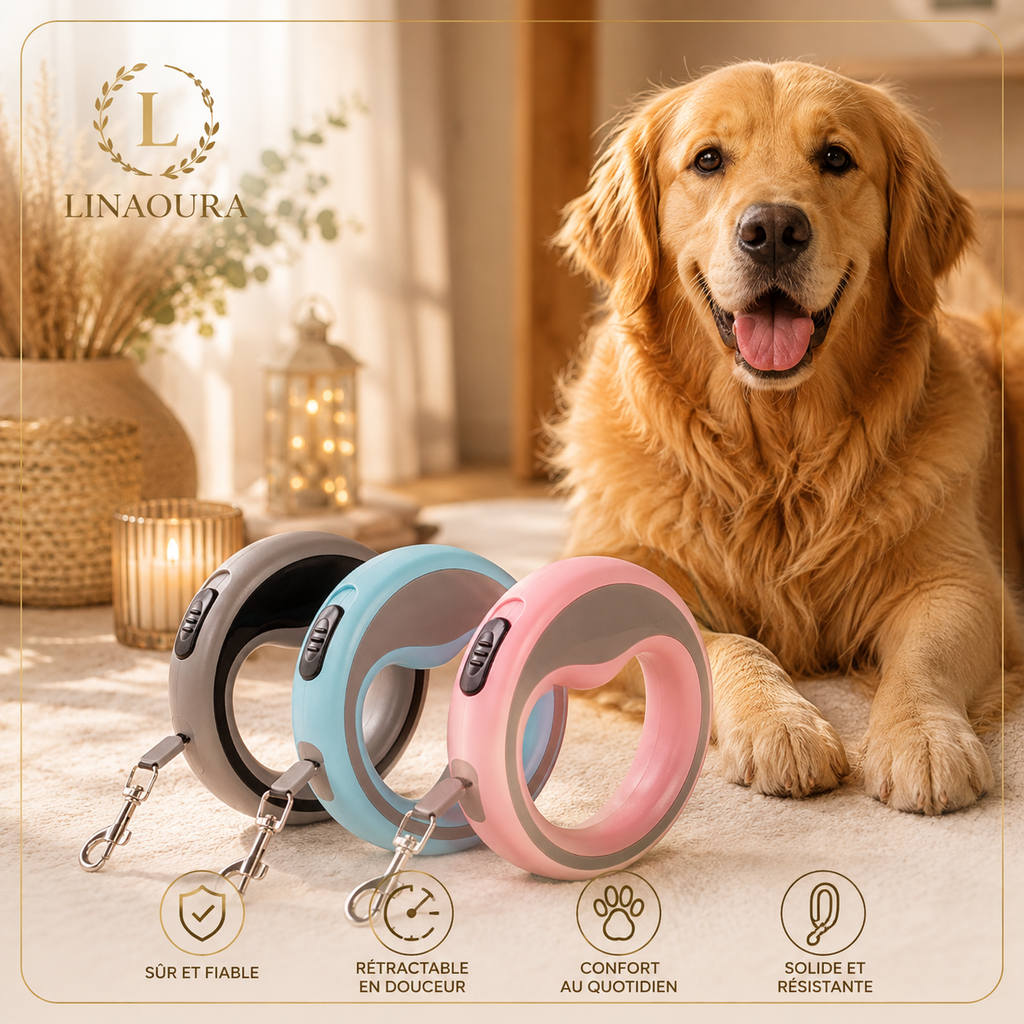 Heavy-Duty Retractable Dog Leash - Nylon Tape, One-Hand Locking, Tangle-Free
