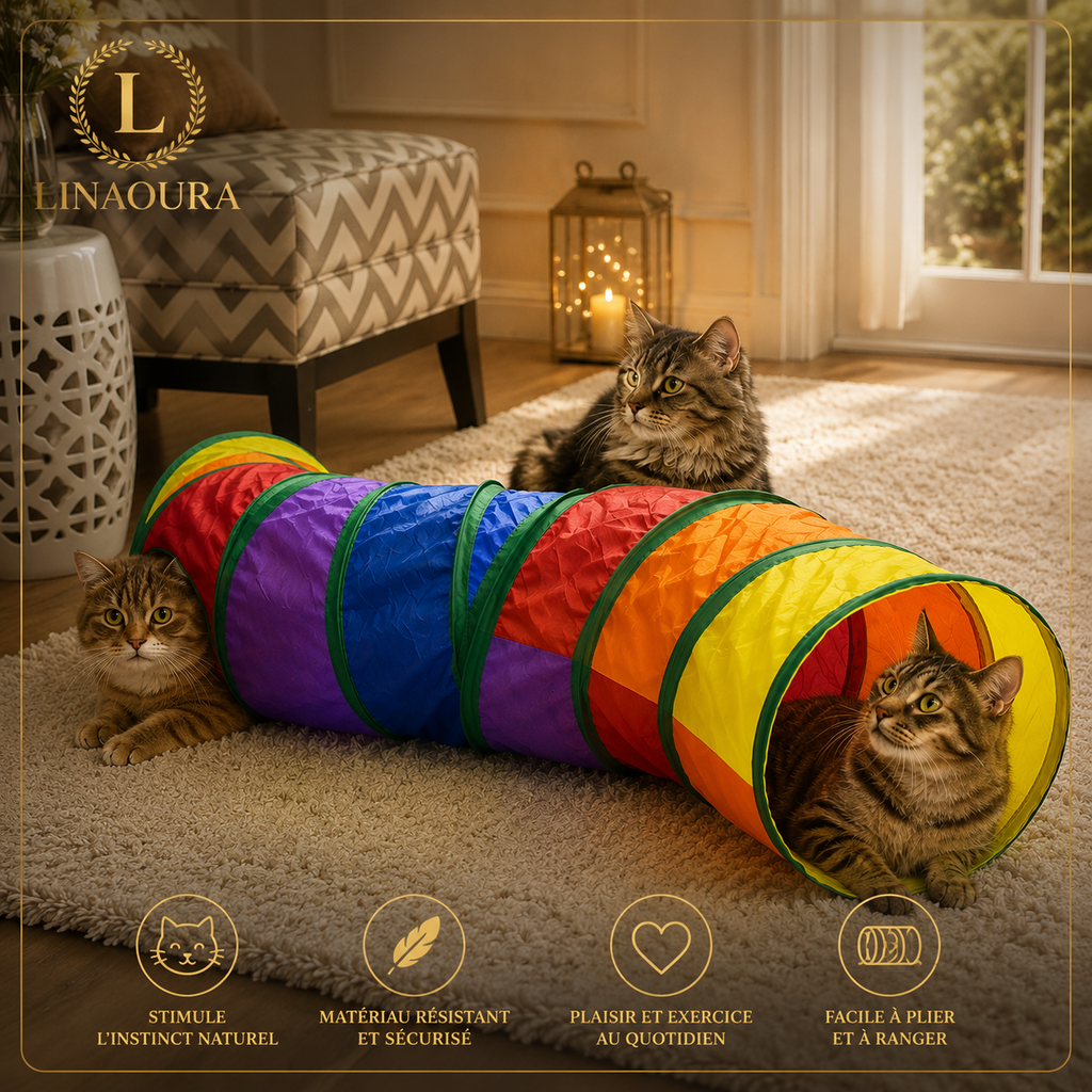 Tunnel de Jeu Pliable pour Chat - Jouet Interactif avec Balle