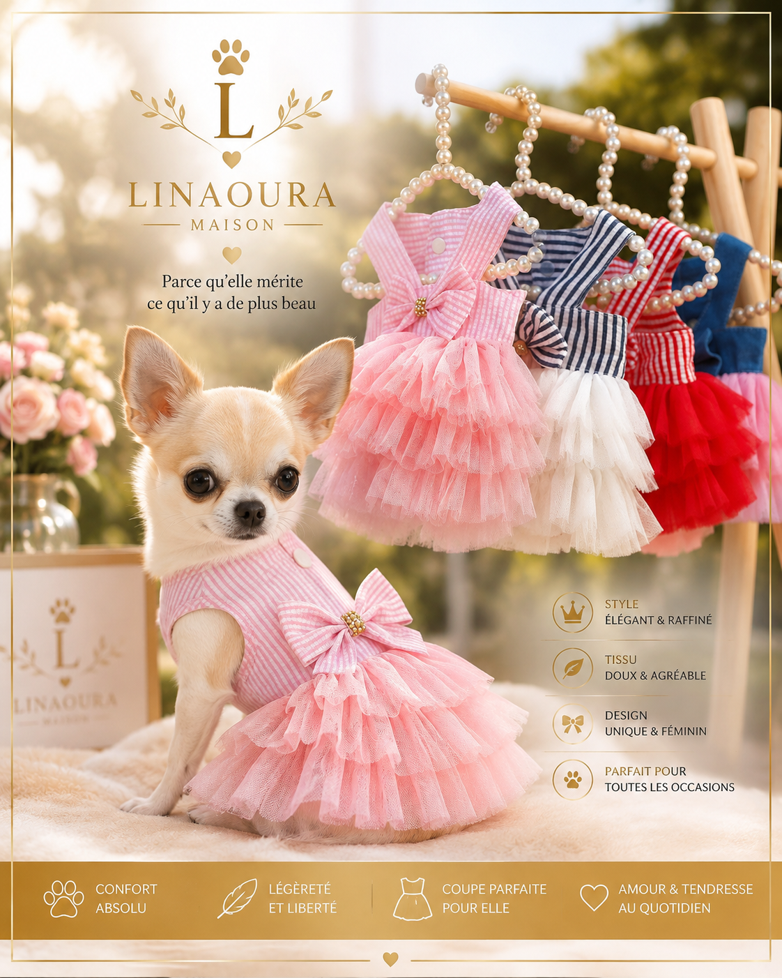 Robe d'Été pour Chien - Tulle Léger, Style Princesse