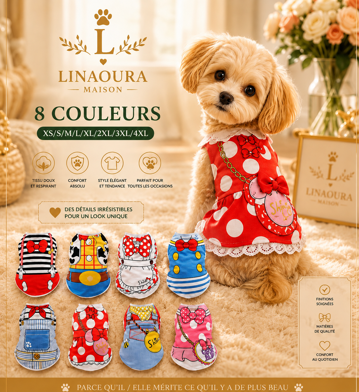 T-shirt Léger pour Petit Chien - Motifs Fantaisie, Doux et Confortable