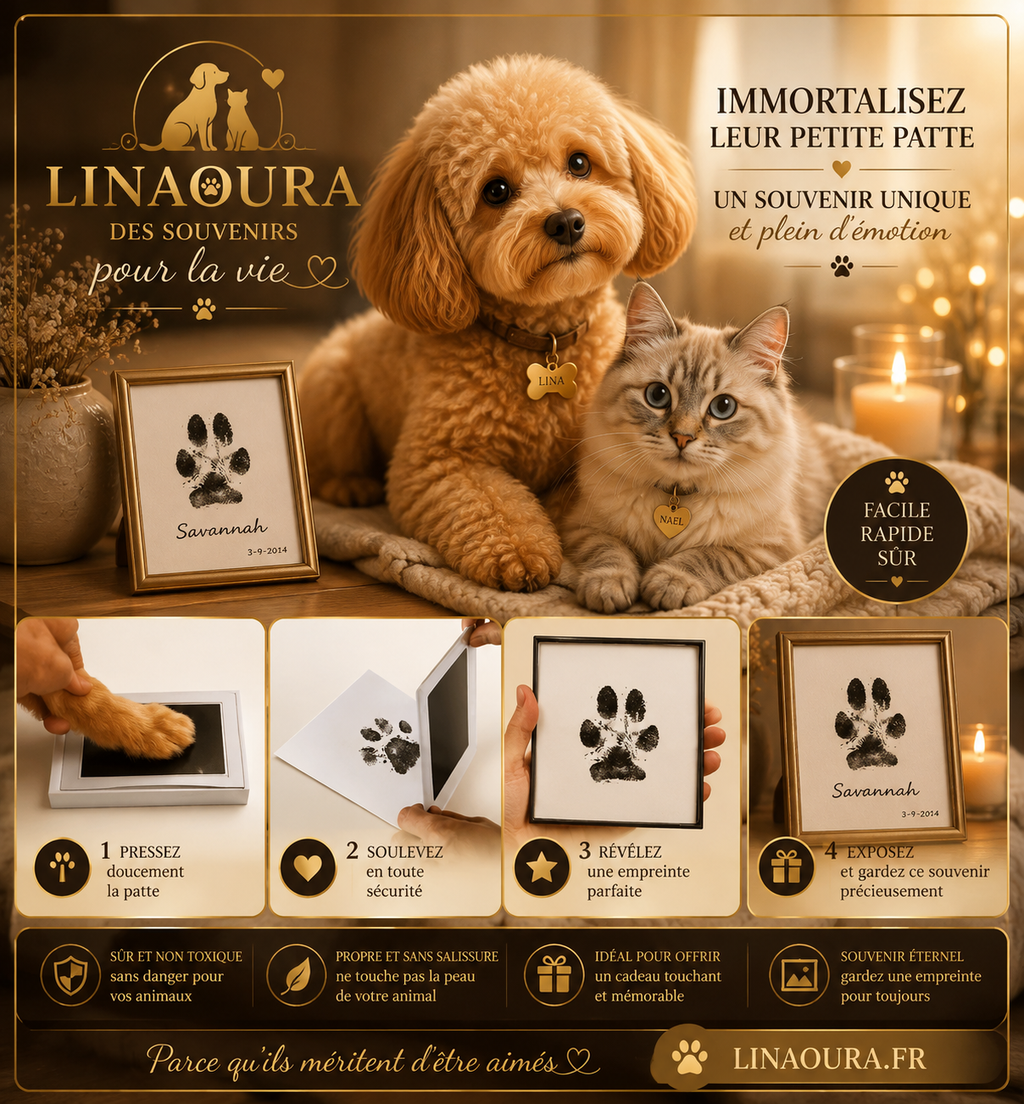 Tampon Encreur Empreinte de Patte pour Chien et Chat - Kit Souvenir Sans Encre