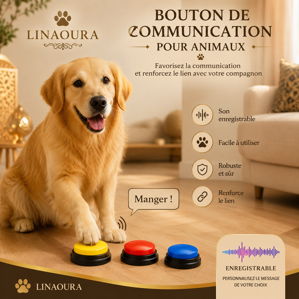 Boutons Sonores pour Chien - Jouet Enregistreur "Talking Buttons"