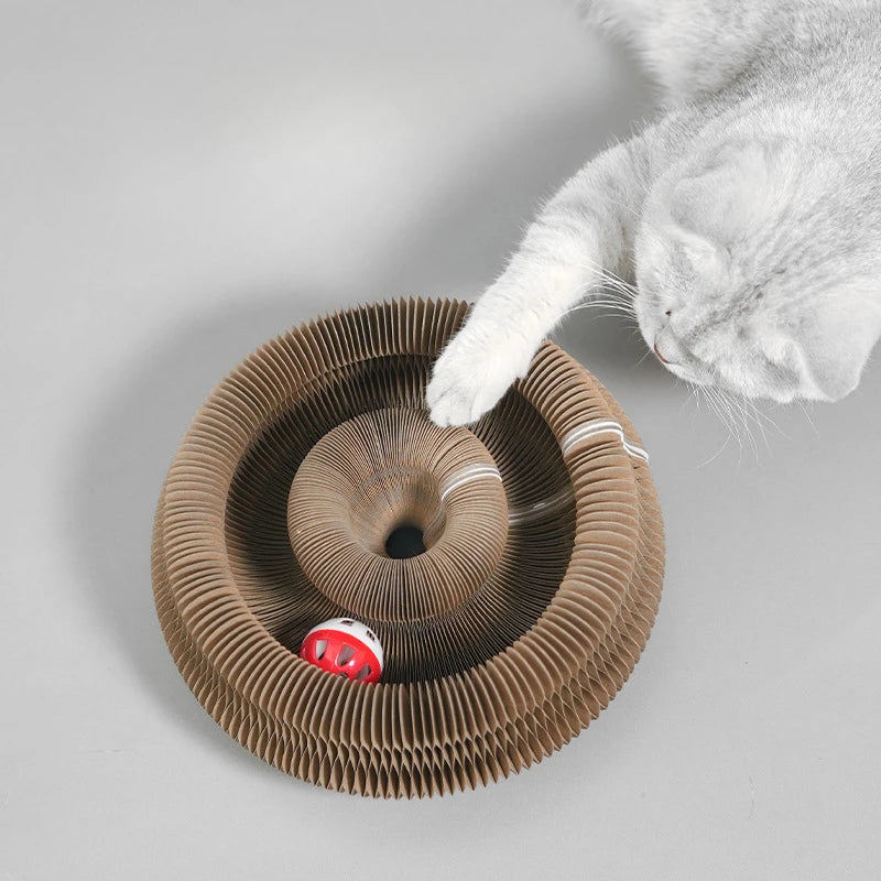 Griffoir Rond en Carton Ondulé pour Chat avec Balle Intégrée
