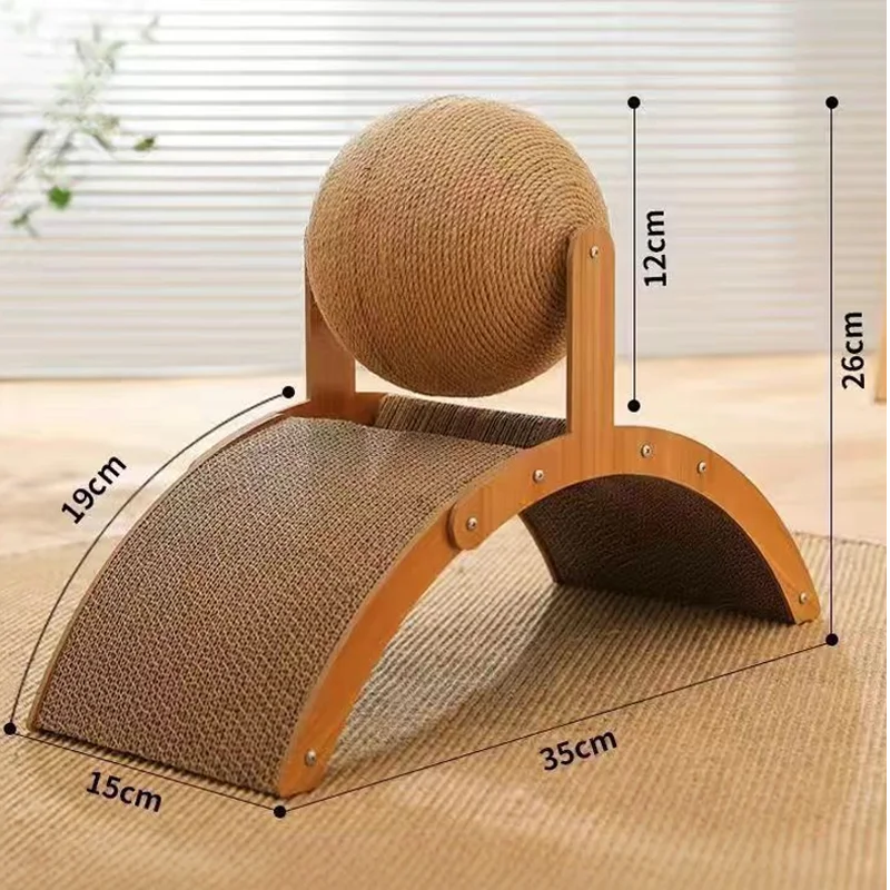 Griffoir 2 en 1 pour Chat - Bois et Sisal Naturel, Design Ajouré