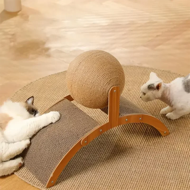 Griffoir 2 en 1 pour Chat - Bois et Sisal Naturel, Design Ajouré
