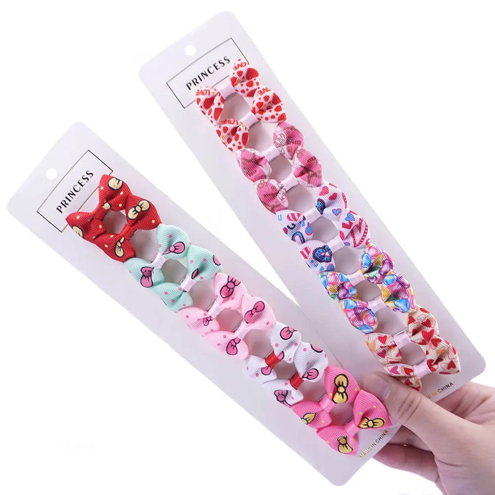 Lot de 10 Nœuds pour Chien - Barrettes Rubans Motifs Variés