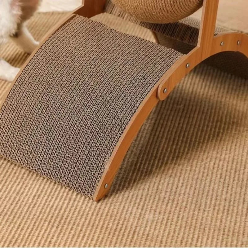 Griffoir 2 en 1 pour Chat - Bois et Sisal Naturel, Design Ajouré