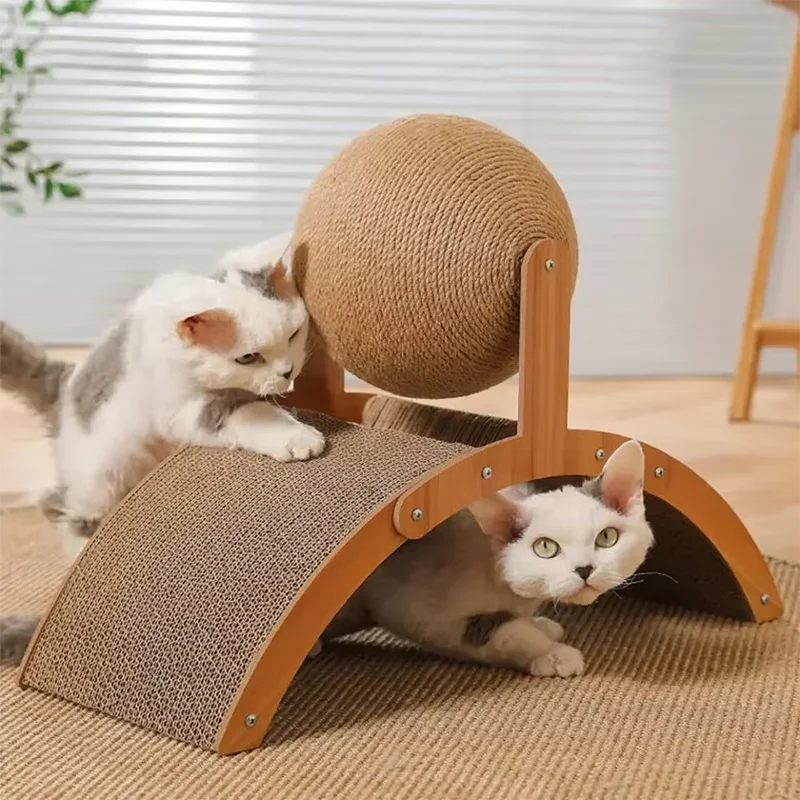 Griffoir 2 en 1 pour Chat - Bois et Sisal Naturel, Design Ajouré