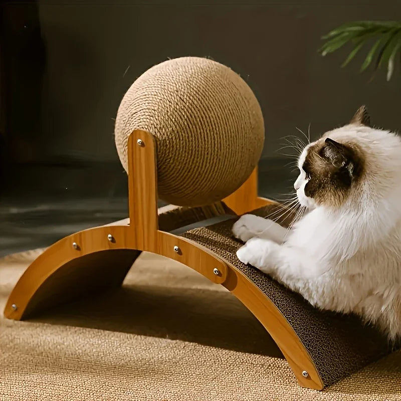 Griffoir 2 en 1 pour Chat - Bois et Sisal Naturel, Design Ajouré