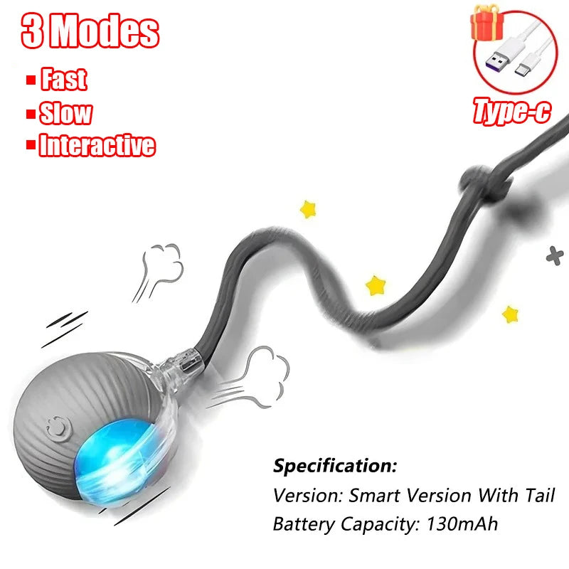 Automatic Interactive Cat Ball - Fake Tail, Rechargeable