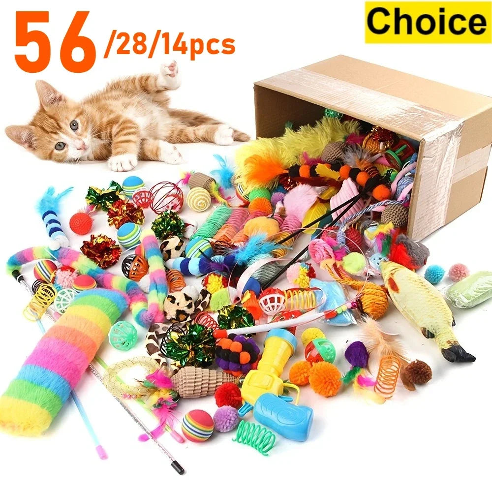 Assortiment de jouets pour chat en peluche et plastique