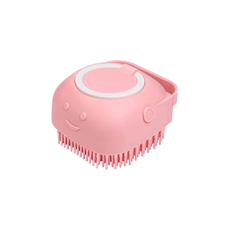 Silicone Pet Bath Brush with Integrated Shampoo Dispenser