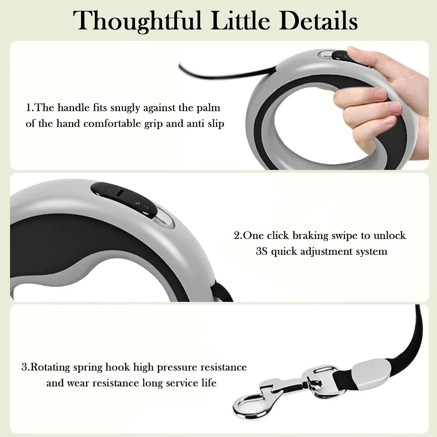 Heavy-Duty Retractable Dog Leash - Nylon Tape, One-Hand Locking, Tangle-Free