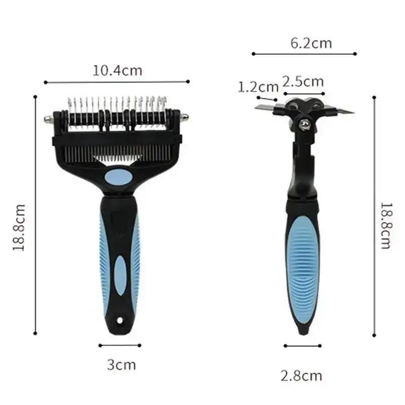 Brosse Démêlante 3 en 1 pour Chien et Chat - Anti-Nœuds et Anti-Poils Morts