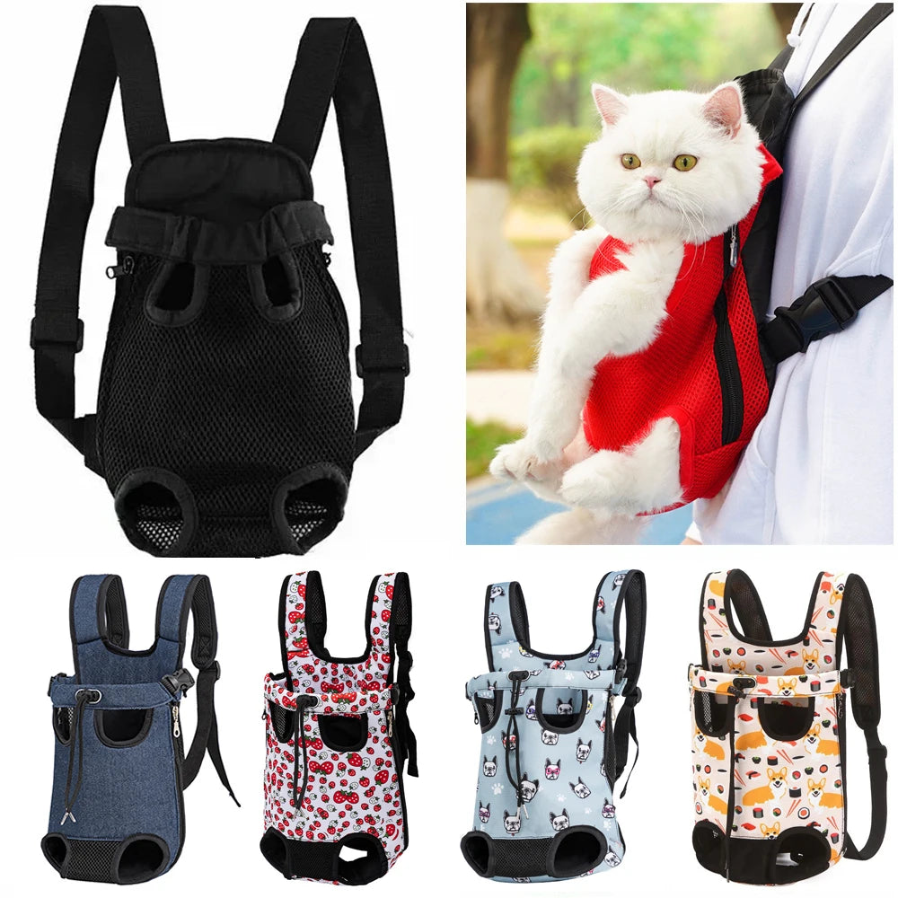 Sac à dos de transport pour chat porté par son maître, position avant, marque Linaoura Maison