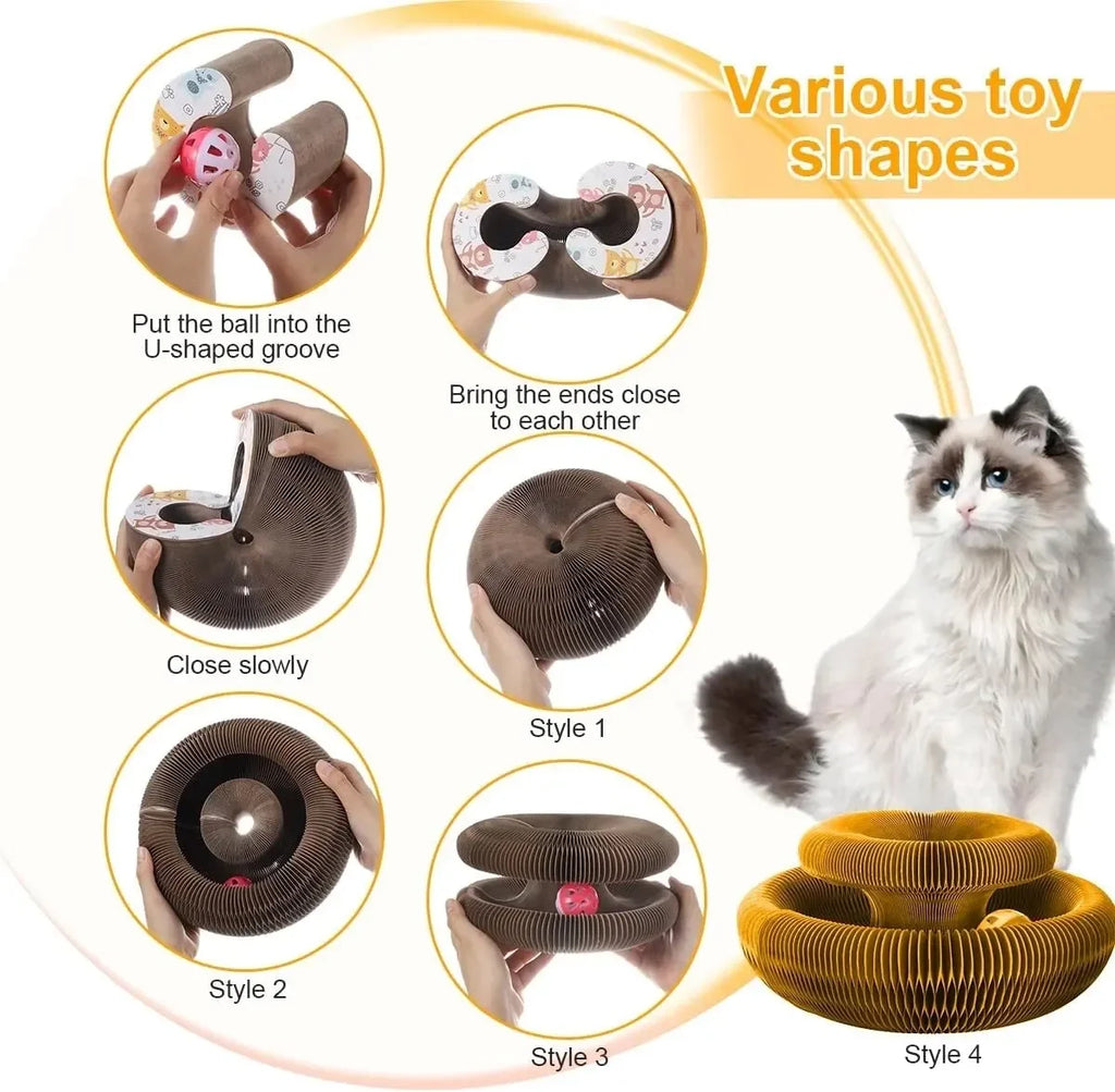 Griffoir Rond en Carton Ondulé pour Chat avec Balle Intégrée