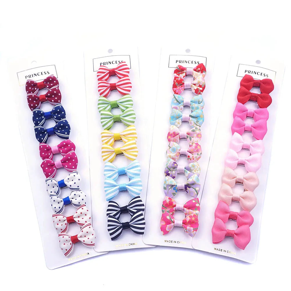 Lot de 10 Nœuds pour Chien - Barrettes Rubans Motifs Variés