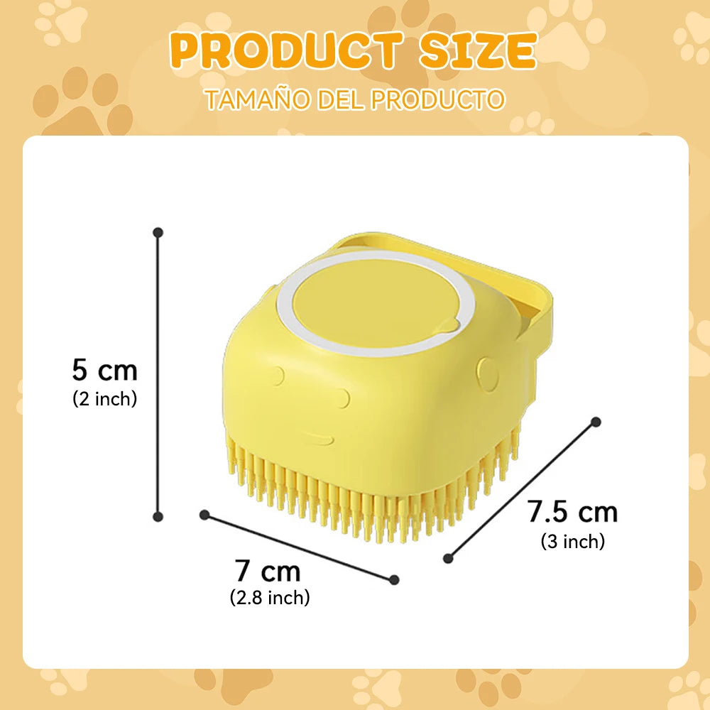 🧼 Brosse de Bain en Silicone pour Chien & Chat – Diffuseur de Shampooing Intégré