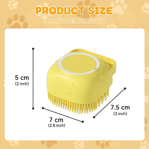 Silicone Pet Bath Brush with Integrated Shampoo Dispenser