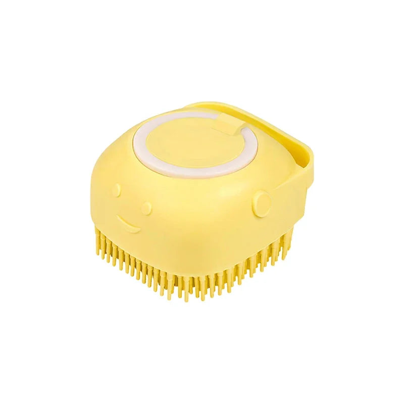 Silicone Pet Bath Brush with Integrated Shampoo Dispenser