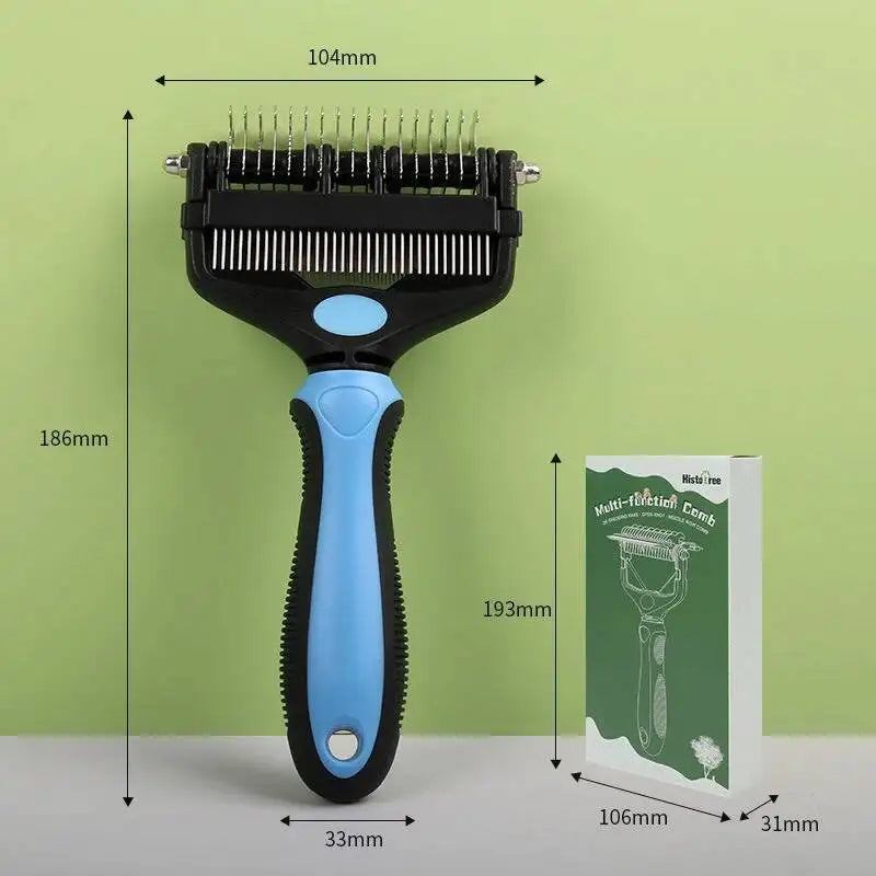 Brosse Démêlante 3 en 1 pour Chien et Chat - Anti-Nœuds et Anti-Poils Morts