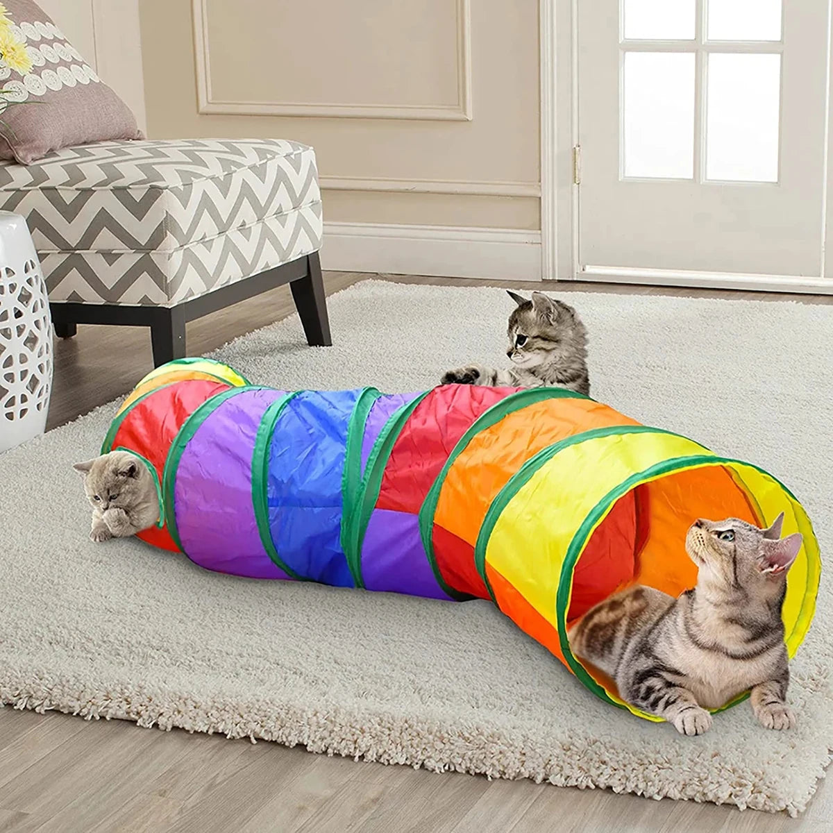 Tunnel de Jeu Pliable pour Chat - Jouet Interactif avec Balle