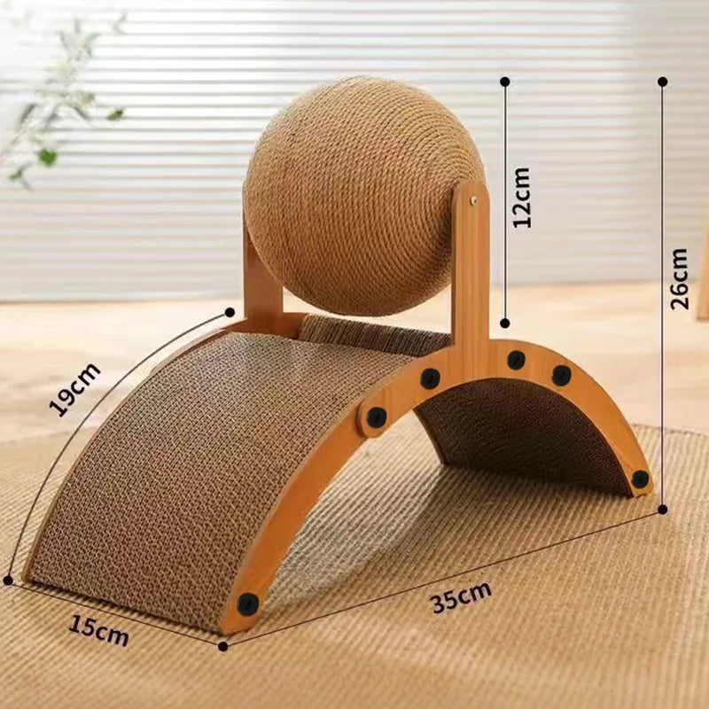 Griffoir 2 en 1 pour Chat - Bois et Sisal Naturel, Design Ajouré