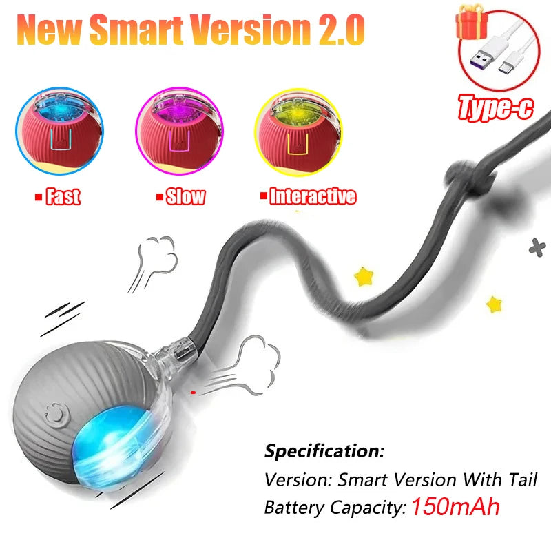 Automatic Interactive Cat Ball - Fake Tail, Rechargeable