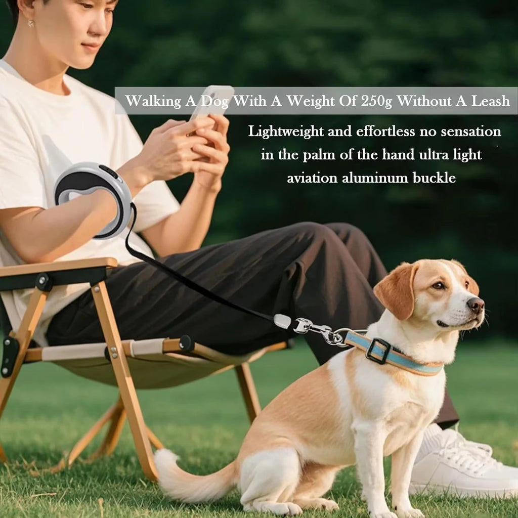 Heavy-Duty Retractable Dog Leash - Nylon Tape, One-Hand Locking, Tangle-Free