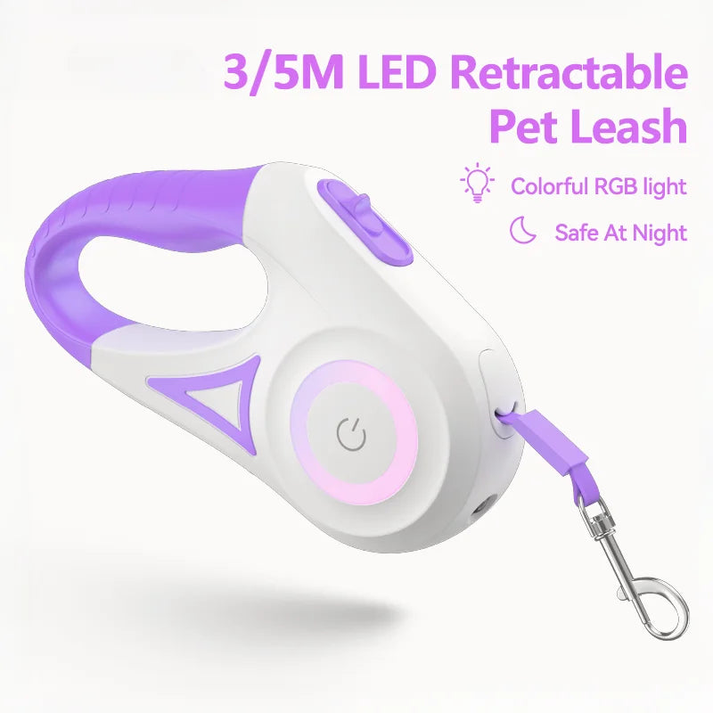 Laisse Rétractable LED Premium pour Chien – 3 ou 5 m | Sécurité & Confort