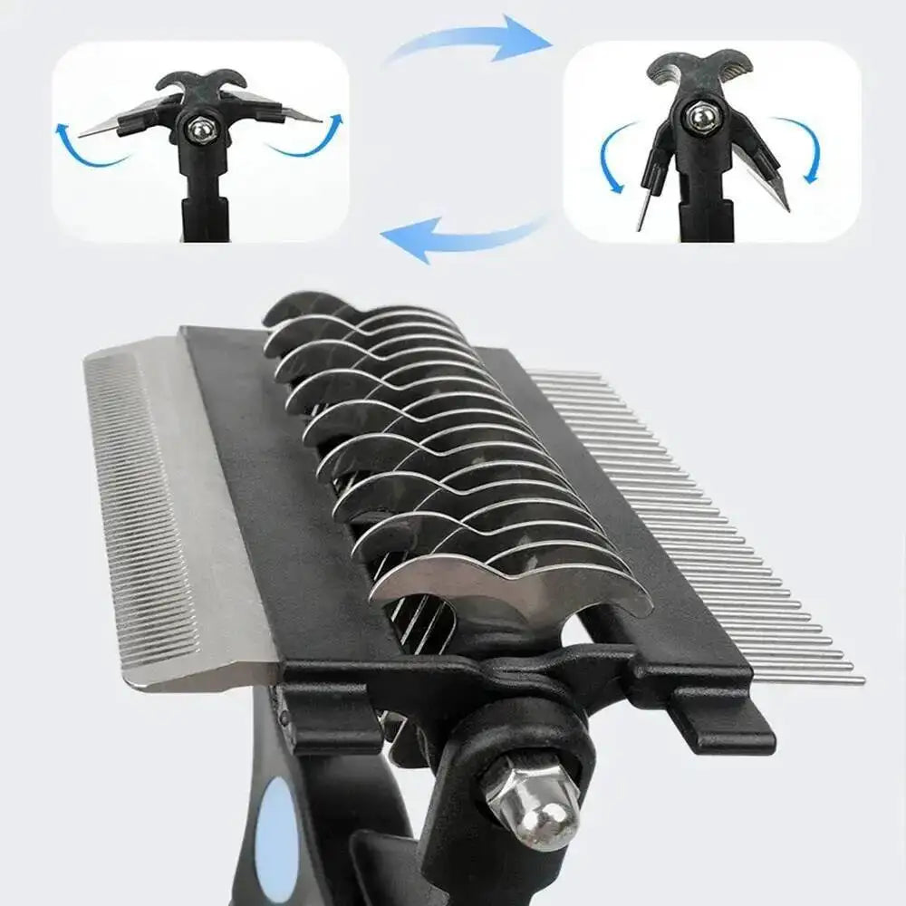 Brosse Démêlante 3 en 1 pour Chien et Chat - Anti-Nœuds et Anti-Poils Morts