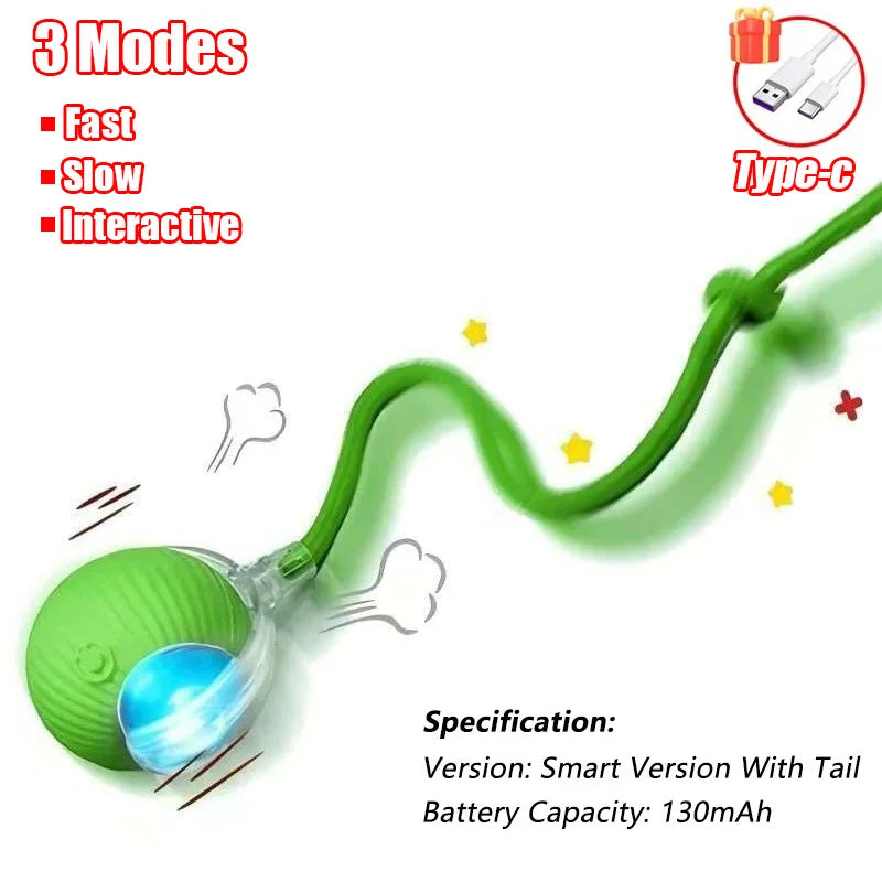 Balle Interactive Automatique pour Chat - Queue Factice, Rechargeable