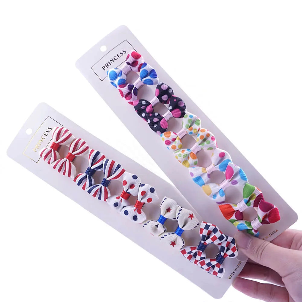 Lot de 10 Nœuds pour Chien - Barrettes Rubans Motifs Variés