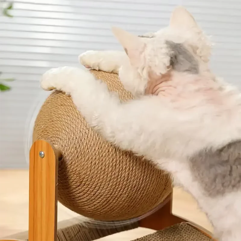 Griffoir 2 en 1 pour Chat - Bois et Sisal Naturel, Design Ajouré