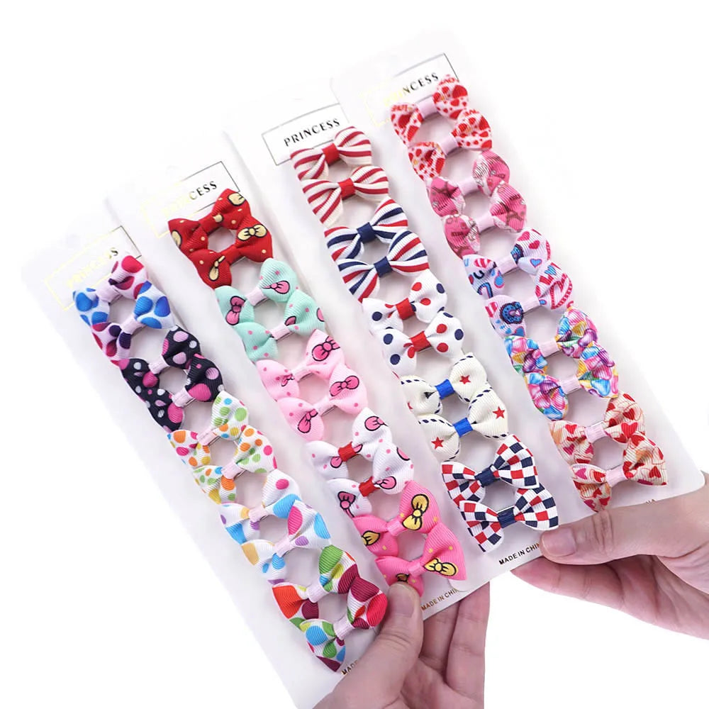 Lot de 10 Nœuds pour Chien - Barrettes Rubans Motifs Variés