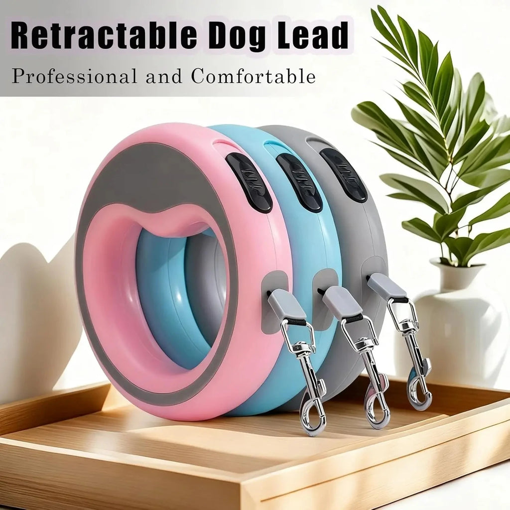 Heavy-Duty Retractable Dog Leash - Nylon Tape, One-Hand Locking, Tangle-Free