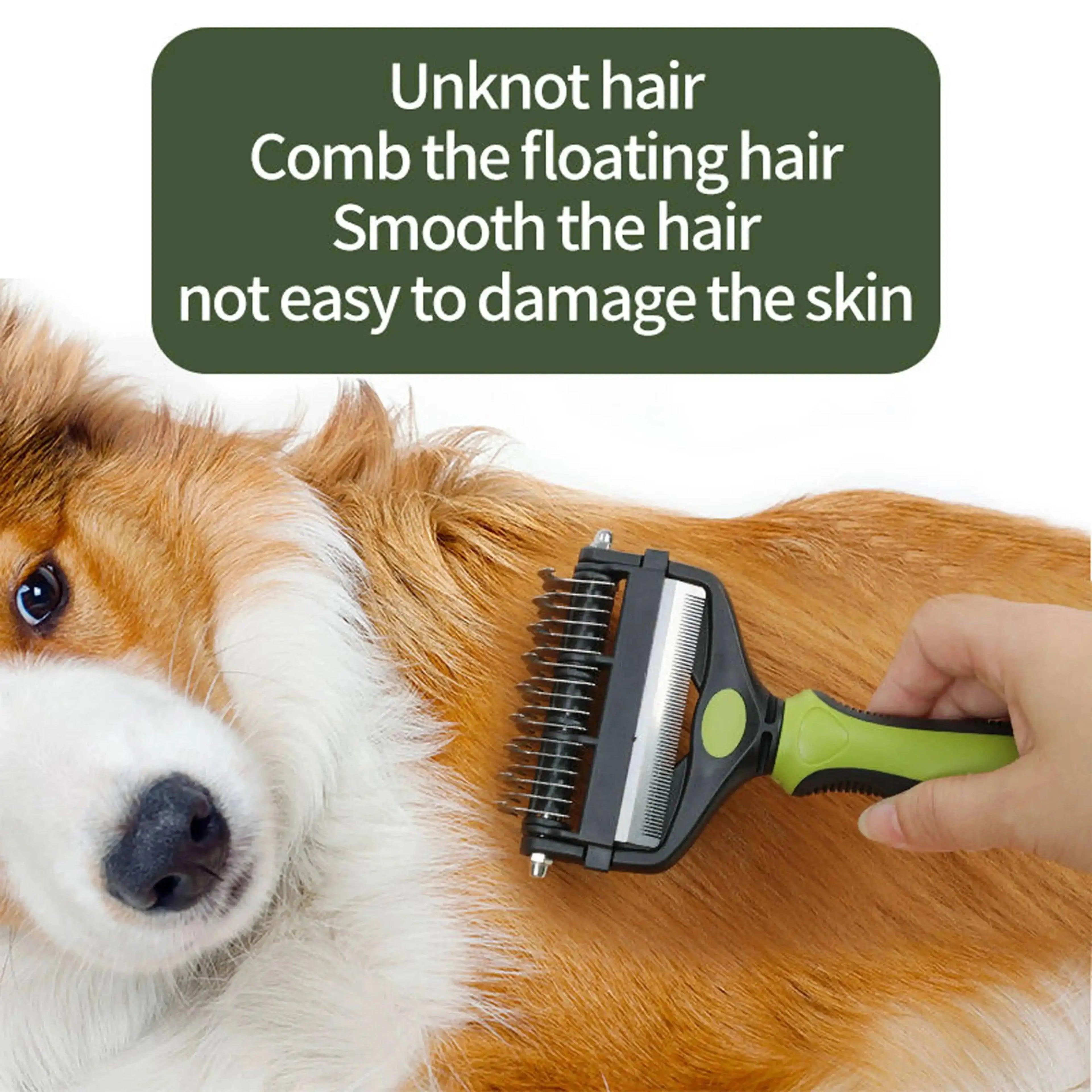 Brosse Démêlante 3 en 1 pour Chien et Chat - Anti-Nœuds et Anti-Poils Morts