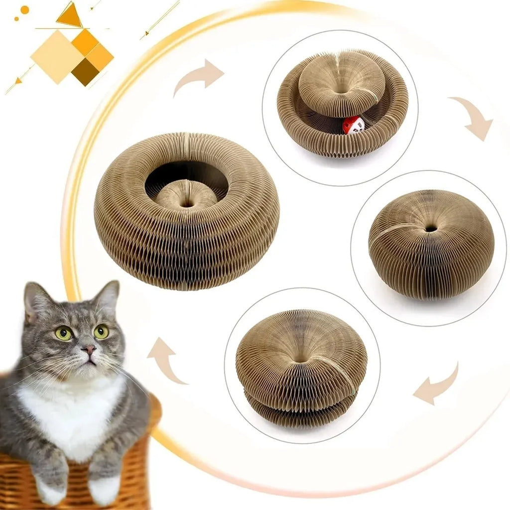 Griffoir Rond en Carton Ondulé pour Chat avec Balle Intégrée