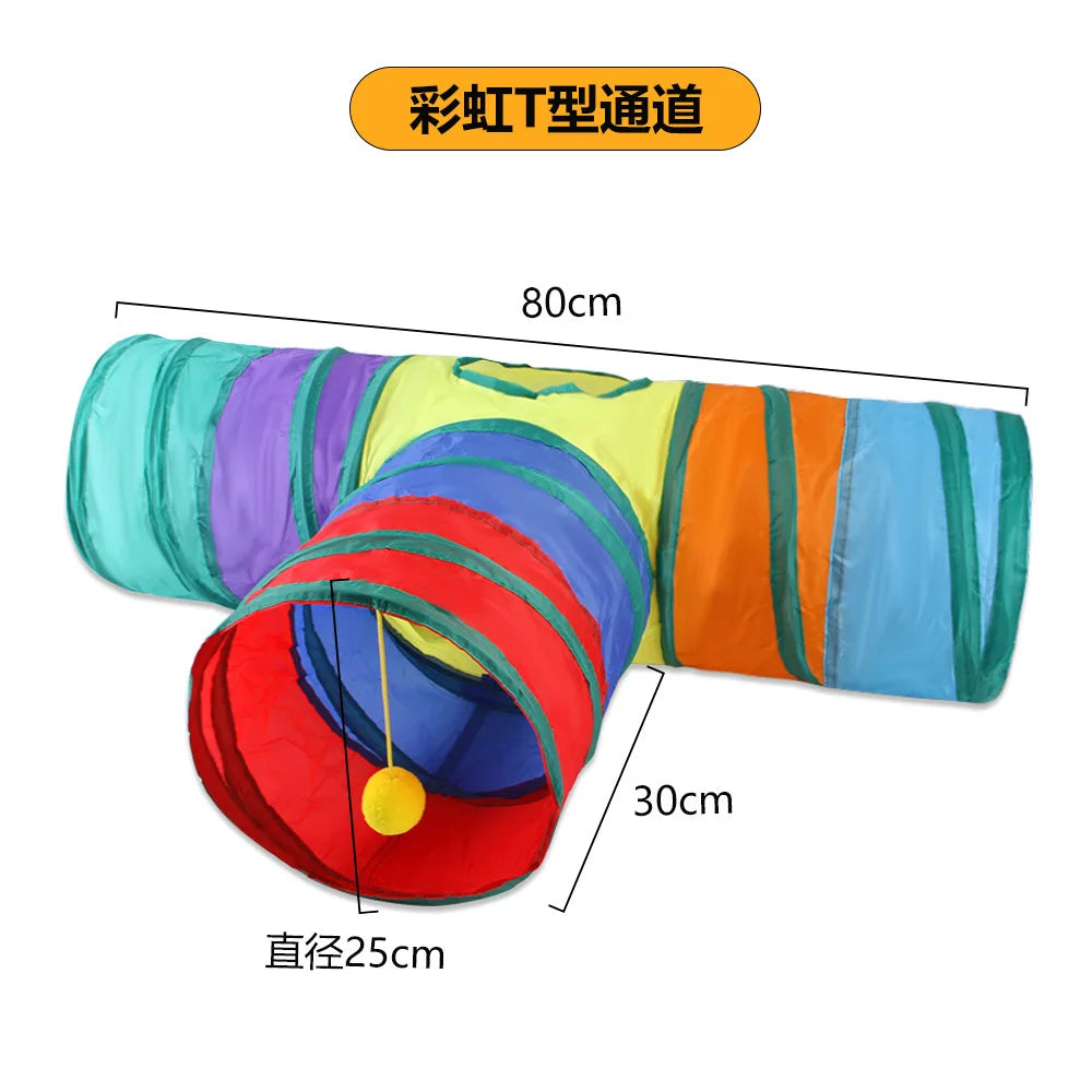 Tunnel de Jeu Pliable pour Chat - Jouet Interactif avec Balle