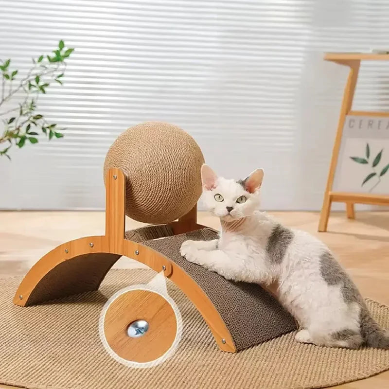 Griffoir 2 en 1 pour Chat - Bois et Sisal Naturel, Design Ajouré